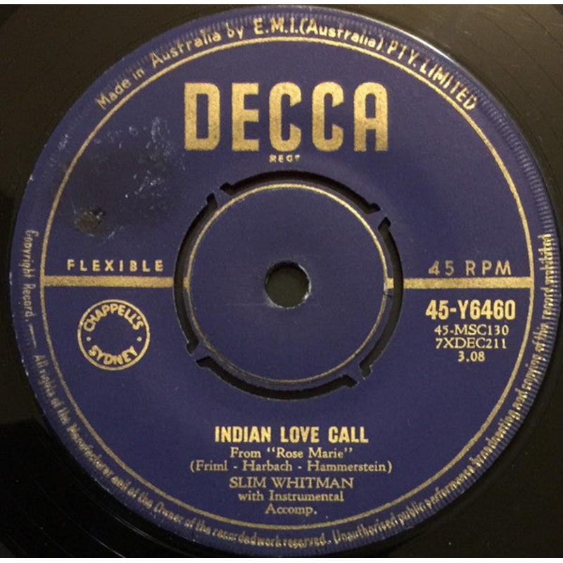 Slim Whitman – Indian Love Call (7, Single) (Good Plus (G+))