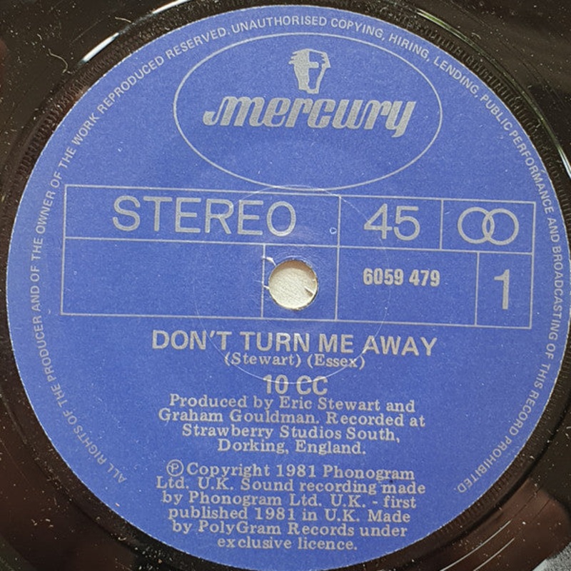 10cc – Don’t Turn Me Away (7, Single) (Very Good (VG))
