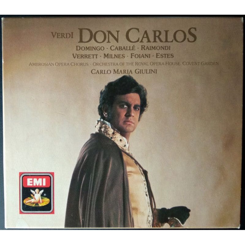 Verdi* – Domingo*  Caball*  Raimondi*  Verrett*  Milnes*  Foiani*  Estes*  Ambrosian Opera Chorus*  Orchestra Of The Royal Opera House, Covent Garden  Carlo Maria Giulini – Don Carlos (3xCD, Album, RE, RM + Box, Sli) (Very Good Plus (V