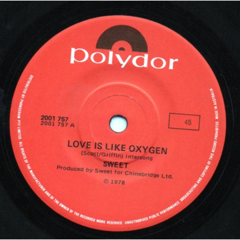 Sweet* – Love Is Like Oxygen (7, Single) (Very Good (VG))