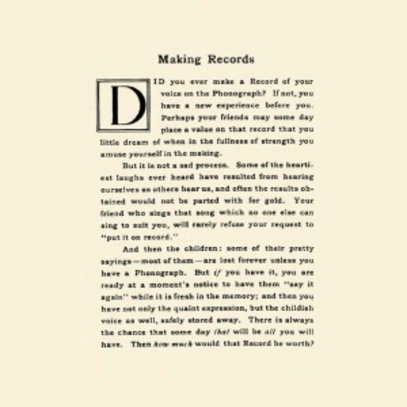 Various – Making Records: Home Recordings c. 1890-1920