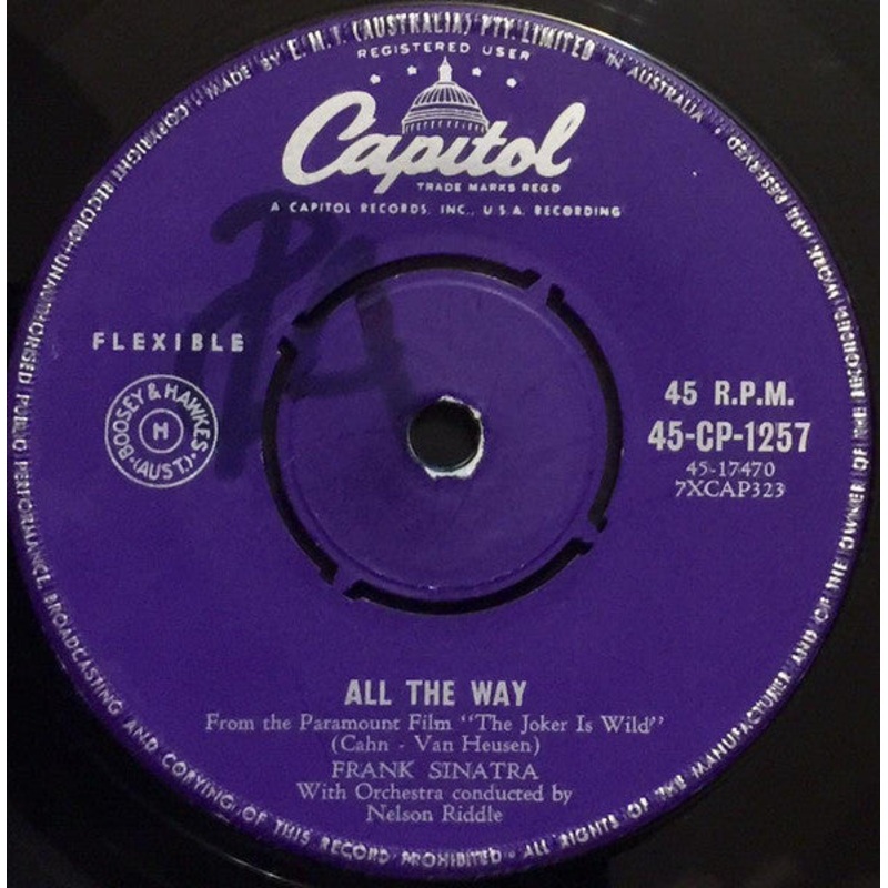 Frank Sinatra – All The Way (7, Single) (Good Plus (G+))