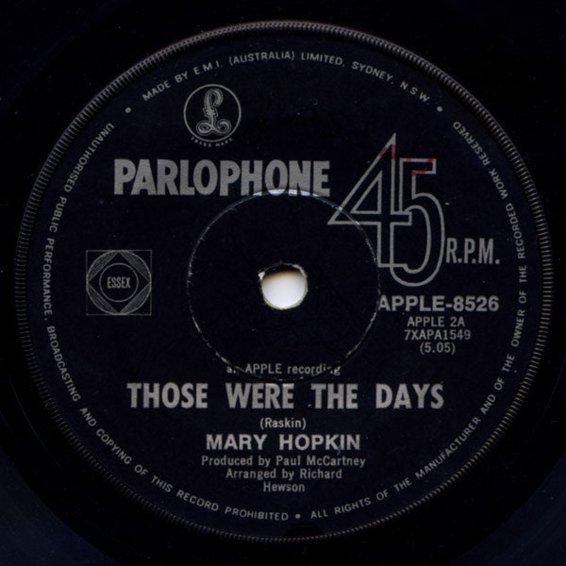Mary Hopkin – Those Were The Days (7, Single) (Good Plus (G+))