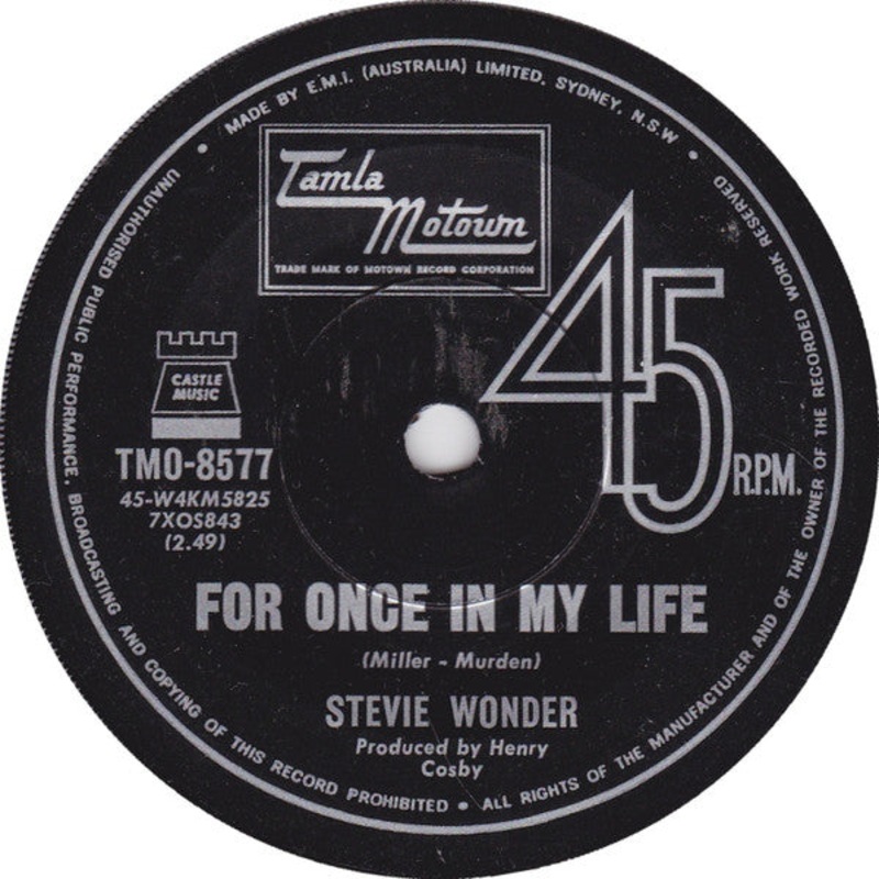 Stevie Wonder – For Once In My Life (7, Single) (Good Plus (G+))