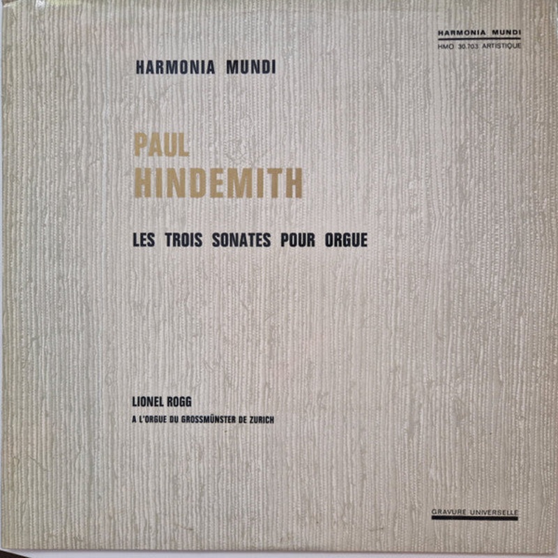 Paul Hindemith, Lionel Rogg – Les Trois Sonates Pour Orgue (LP, Album, Mono) (Very Good Plus (VG+))
