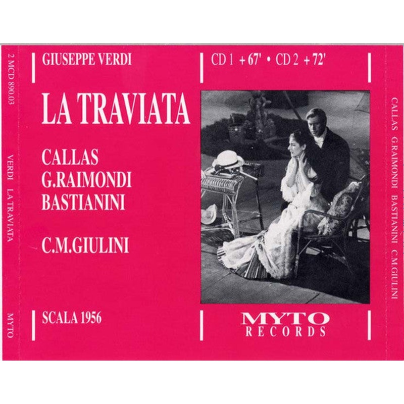 Giuseppe Verdi – Maria Callas, Gianni Raimondi, Ettore Bastianini, Carlo Maria Giulini – La Traviata [Scala 1956] (2xCD, Album, Mono, RE) (Very Good Plus (VG+))