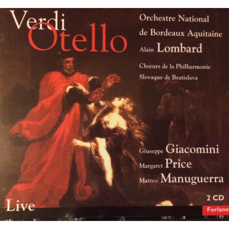 Verdi* / Giuseppe Giacomini, Margaret Price, Matteo Manuguerra, Orchestre National Bordeaux Aquitaine, Alain Lombard – Otello (2xCD, Album) (Very Good Plus (VG+))