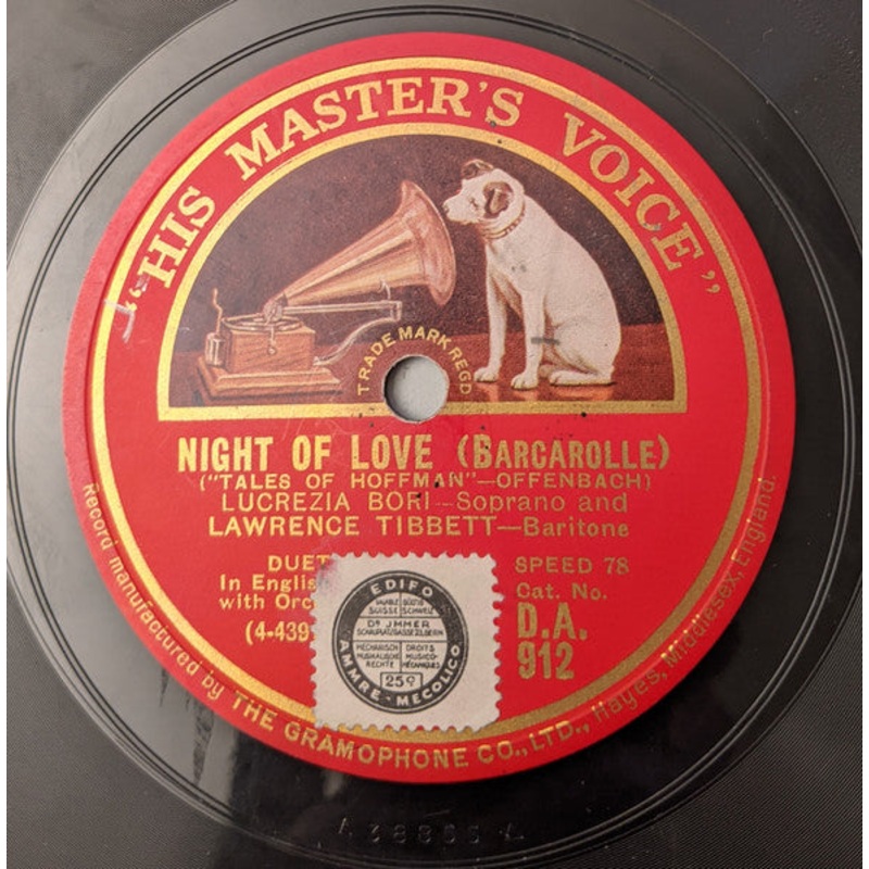 Lucrezia Bori, Lawrence Tibbett – Night Of Love / Calm As The Night (Shellac, 10) (Very Good Plus (VG+))