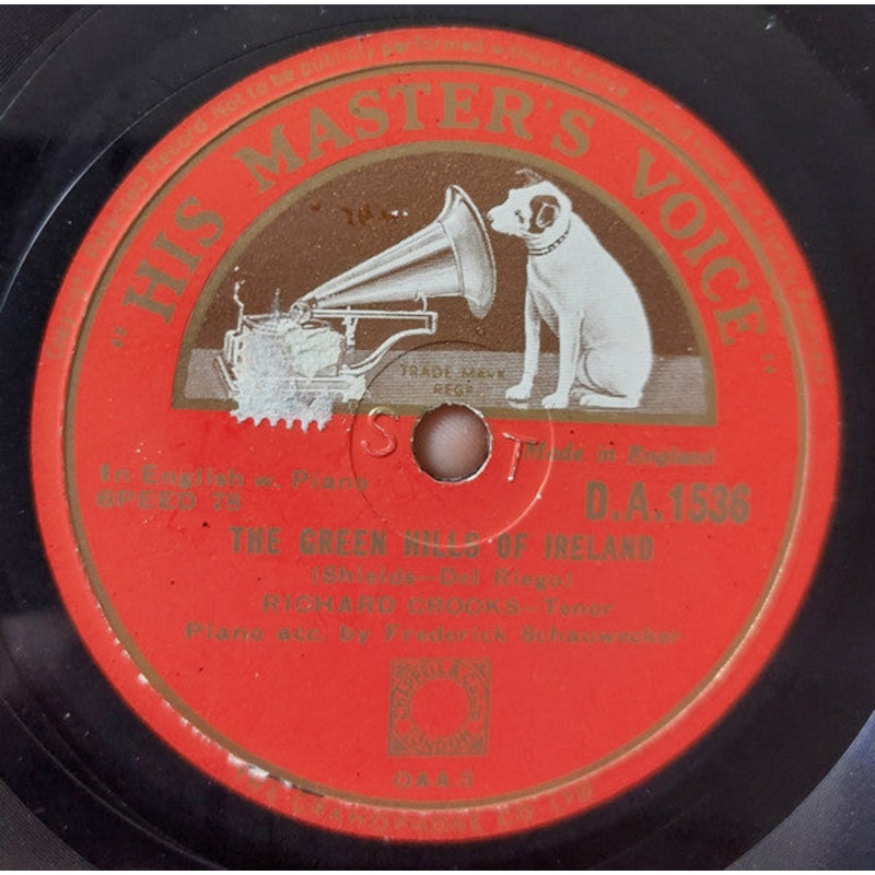 Richard Crooks  – The Green Hills Of Ireland / Bird Songs At Eventide (Shellac, 10) (Very Good Plus (VG+))