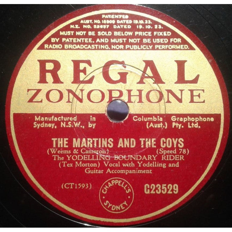 The Yodelling Boundary Rider* – The Martins And The Coys / Move Along Baldy (Shellac, 10) (Good Plus (G+))