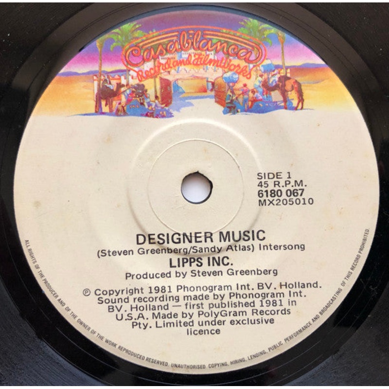 Lipps, Inc. – Designer Music  (7, Single) (Very Good (VG))
