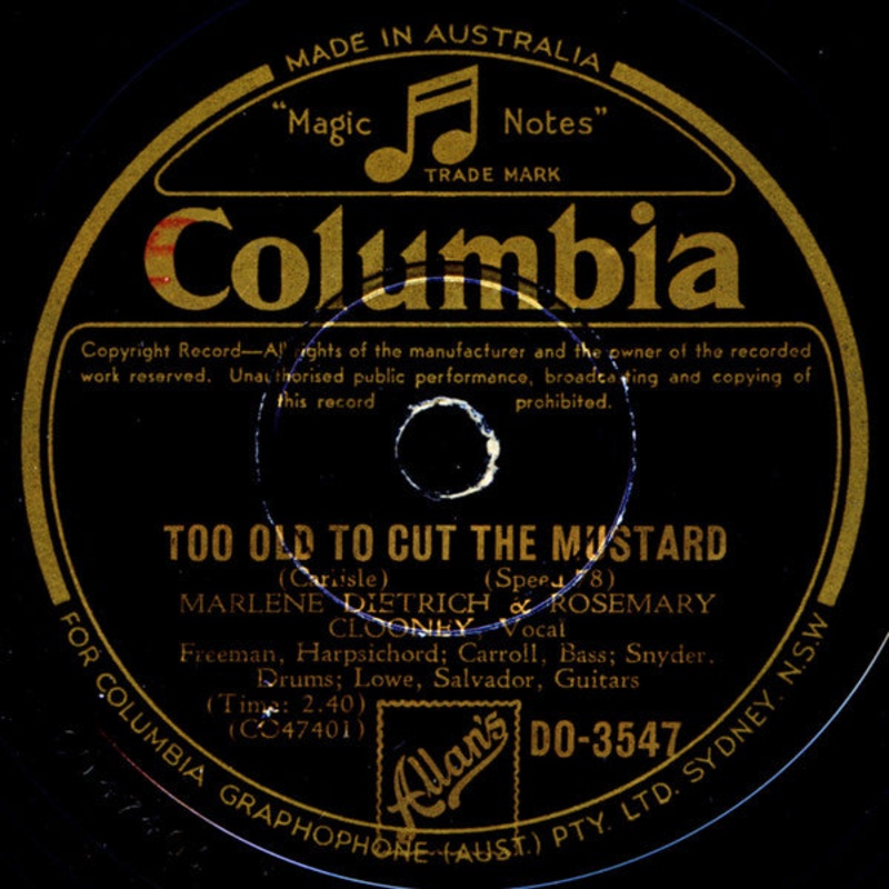 Marlene Dietrich And Rosemary Clooney – Too Old To Cut The Mustard / Good For Nothin’ (Shellac, 10) (Very Good Plus (VG+))