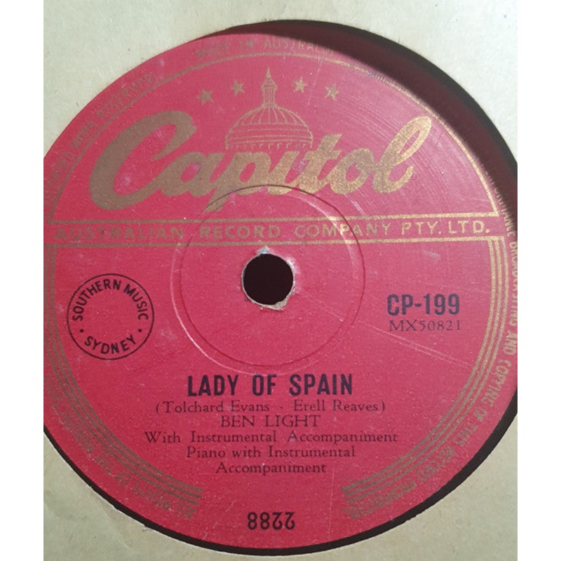 Ben Light – Lady Of Spain / Whispering (Shellac, 10) (Very Good (VG))