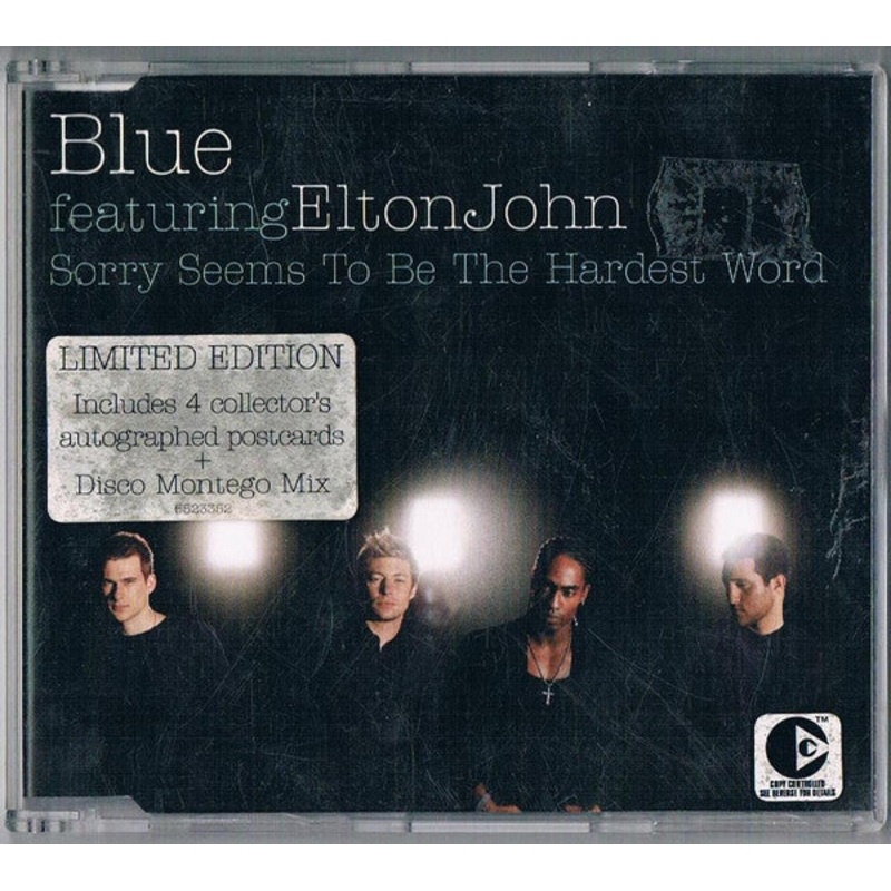 Blue Featuring Elton John – Sorry Seems To Be The Hardest Word (CD, Single, Enh, Ltd, Pos) (Good Plus (G+))