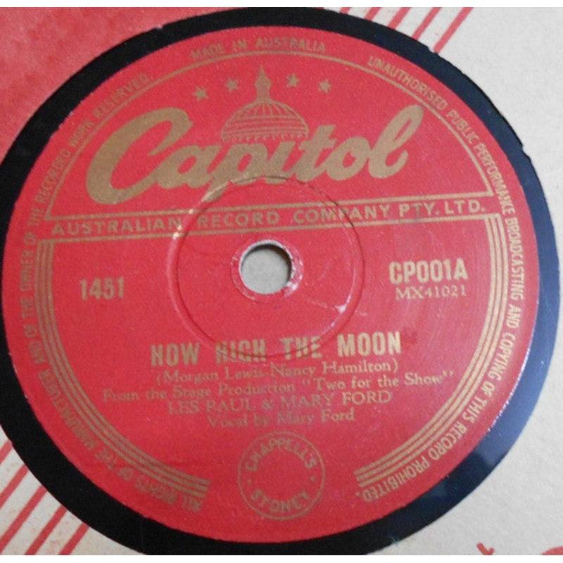 Les Paul & Mary Ford / Les Paul – How High The Moon / Walkin’ And Whistlin’ Blues (Shellac, 10) (Very Good (VG))