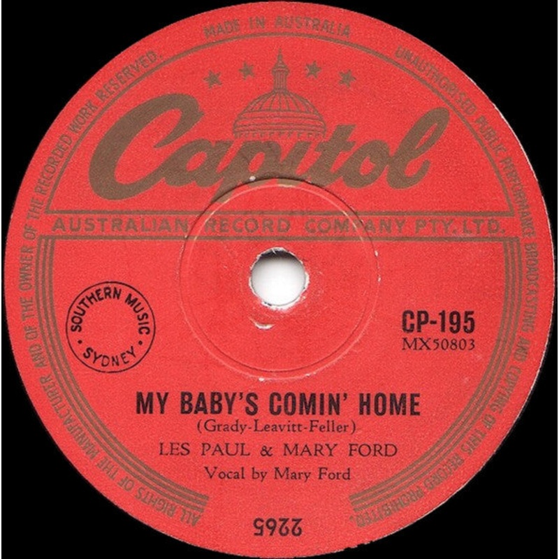 Les Paul & Mary Ford / Les Paul – My Baby’s Coming Home / Lady Of Spain (Shellac, 10) (Very Good (VG))