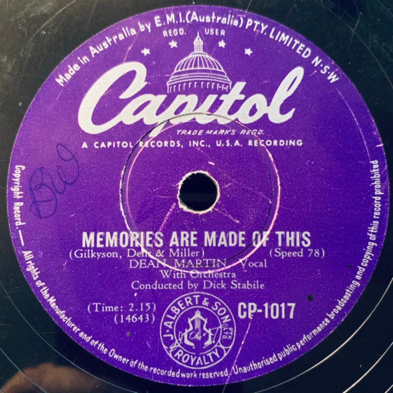 Dean Martin – Memories Are Made Of This / Change Of Heart (Shellac, 10) (Very Good (VG))