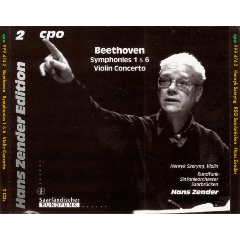 Beethoven*  Henryk Szeryng, Rundfunk-Sinfonieorchester Saarbrcken, Hans Zender – Symphonies 1 & 6 – Violin Concerto (2xCD, RM) (Near Mint (NM or M-))