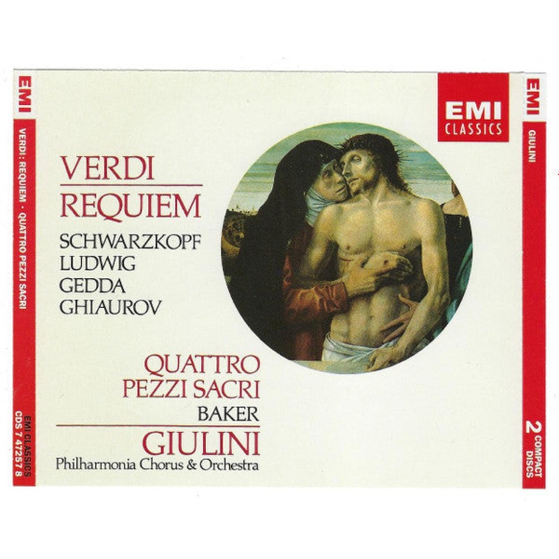 Verdi*, Schwarzkopf*, Ludwig*, Gedda*, Ghiaurov*, Baker*, Giulini*, Philharmonia Chorus & Orchestra* – Requiem / Quattro Pezzi Sacri (2xCD, Comp, RM) (Very Good Plus (VG+))