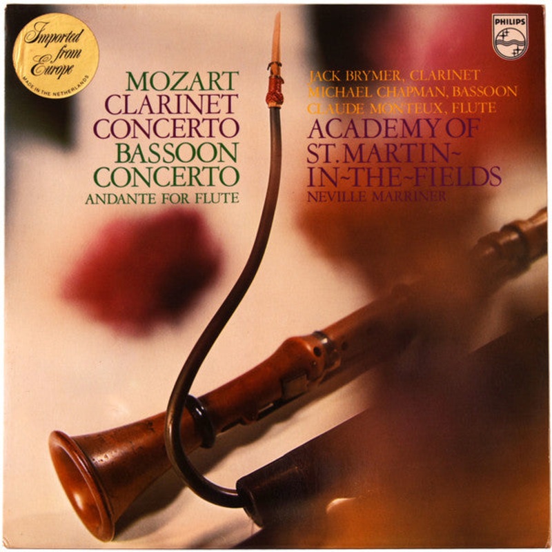 Mozart*, Jack Brymer, Michael Chapman , Claude Monteux, Academy Of St. Martin-in-the-Fields*, Neville Marriner* – Clarinet Concerto / Bassoon Concerto / Andante For Flute (LP) (Good Plus (G+))