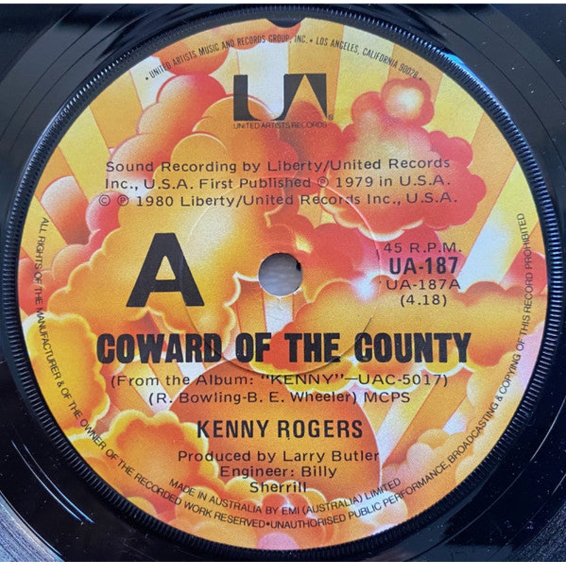 Kenny Rogers – Coward Of The County (7, Single) (Good Plus (G+))