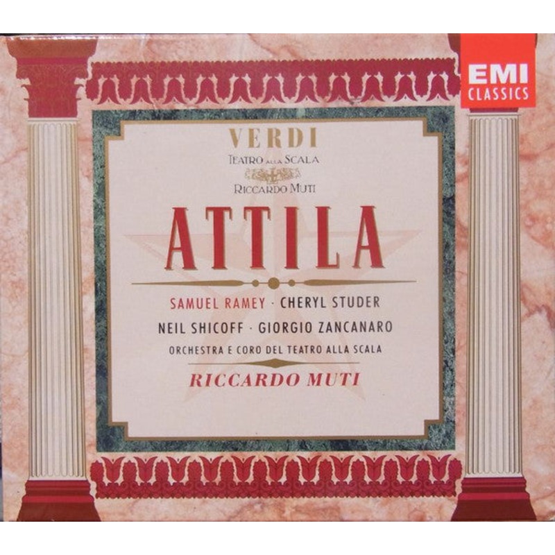 Giuseppe Verdi – Samuel Ramey  Cheryl Studer  Neil Shicoff  Giorgio Zancanaro  Orchestra Del Teatro Alla Scala E Coro Del Teatro Alla Scala  Riccardo Muti – Attila (2xCD, Album, RE) (Very Good Plus (VG+))