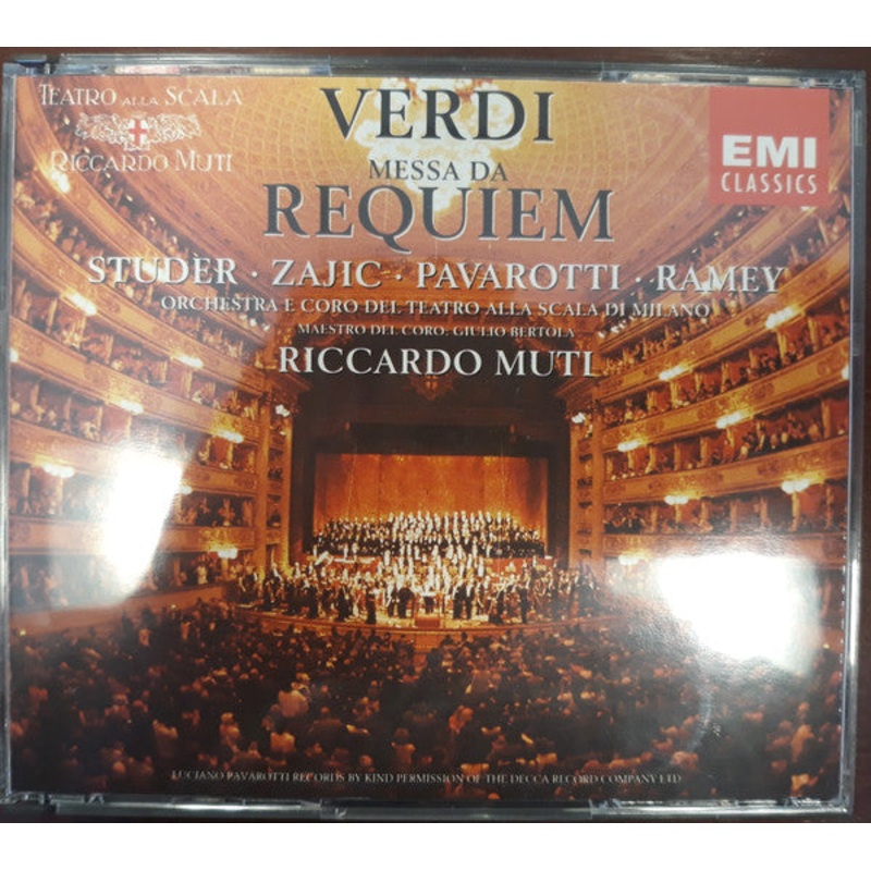 Verdi*, Studer*  Zajic*  Pavarotti*  Ramey*, Orchestra* E Coro Del Teatro Alla Scala Di Milano*, Riccardo Muti – Messa Da Requiem (2xCD, Album, RE) (Mint (M))
