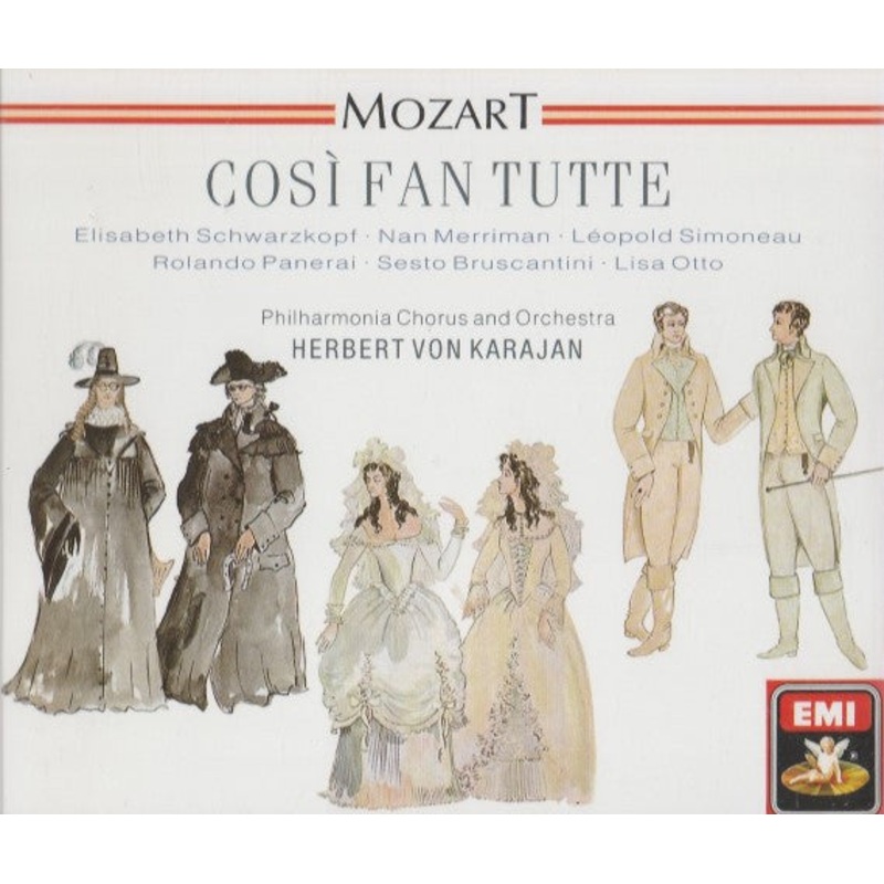 Mozart* / Elisabeth Schwarzkopf, Nan Merriman, Leopold Simoneau, Rolando Panerai, Sesto Bruscantini, Lisa Otto, Philharmonia Chorus And Orchestra*, Herbert von Karajan – Cosi Fan Tutte (3xCD, Mono, RE) (Very Good Plus (VG+))