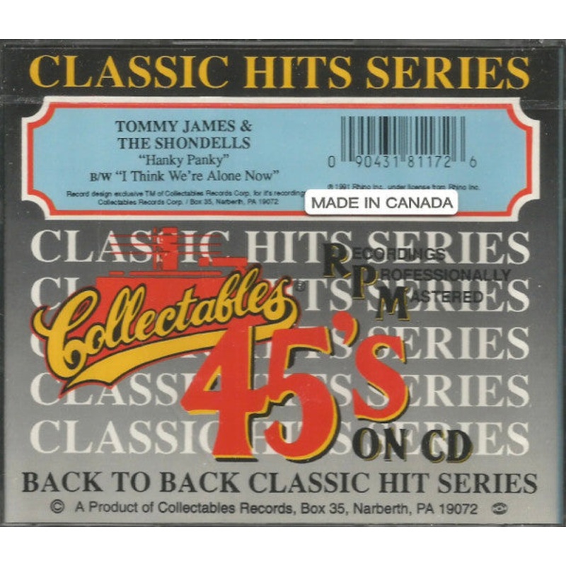 Tommy James & The Shondells – Hanky Panky / I Think We’re Alone Now (CD, Single) (Mint (M))