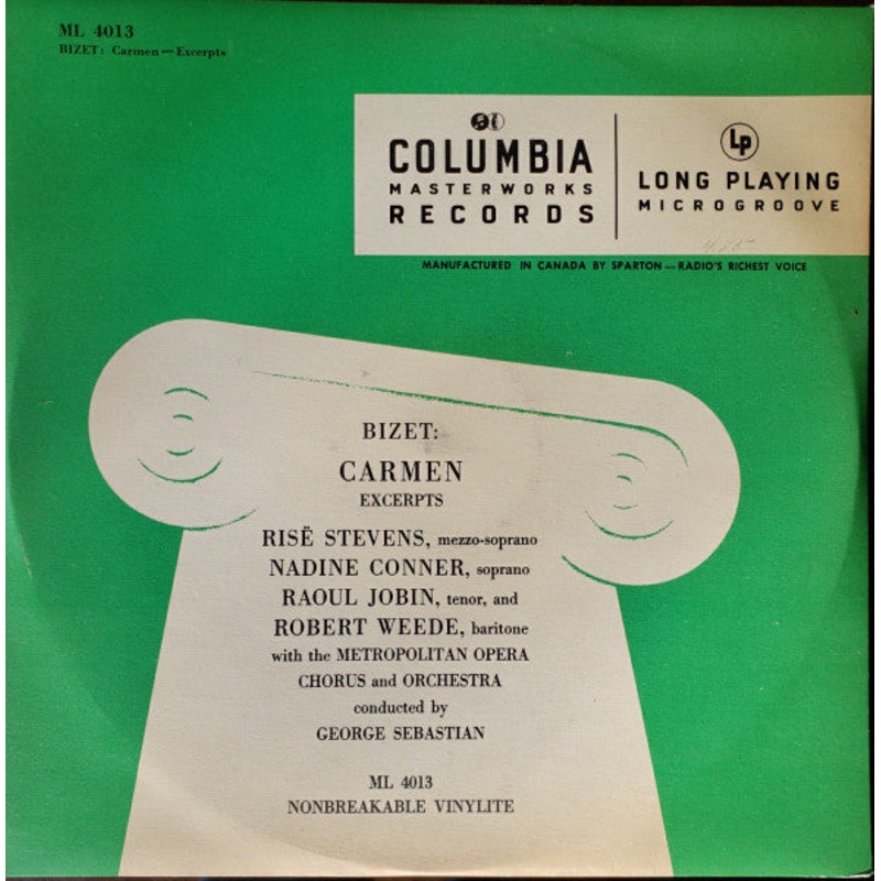 Bizet*, Chorus* & Orch. Of The Metropolitan Opera Association* – Carmen – Excerpts (LP) (Very Good Plus (VG+))