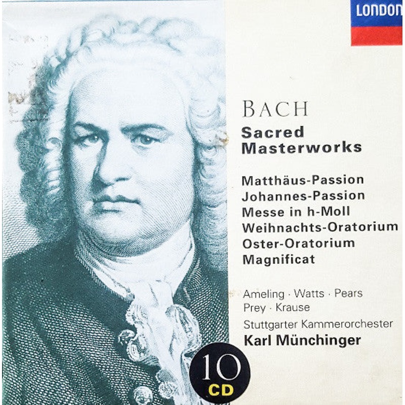 Johann Sebastian Bach, Elly Ameling, Helen Watts, Peter Pears, Hermann Prey, Tom Krause, Stuttgarter Kammerorchester, Karl Mnchinger – Sacred Masterworks (10xCD, RE + Box, Comp) (Near Mint (NM or M-))