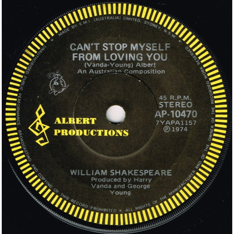 William Shakespeare  – Can’t Stop Myself (From Loving You) (7, Single) (Very Good Plus (VG+))