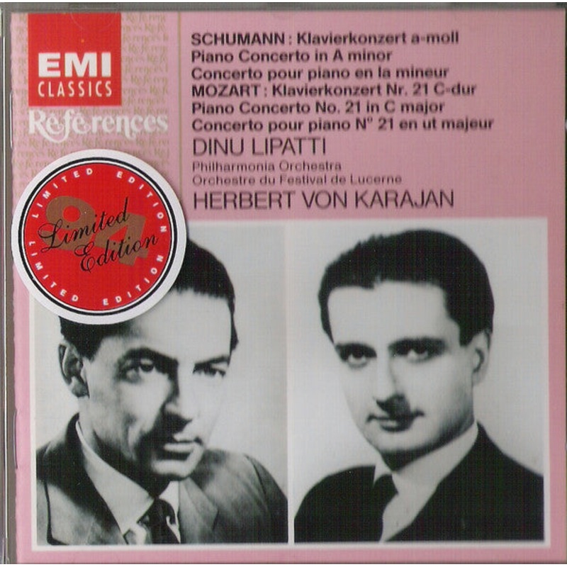 Schumann*, Mozart* – Dinu Lipatti, Herbert von Karajan, Philharmonia Orchestra, Orchestre Du Festival De Lucerne* – Klavierkonzert A-moll / Klavierkonzert N 21 C-dur (CD, Comp, Mono, RM) (Very Good Plus (VG+))