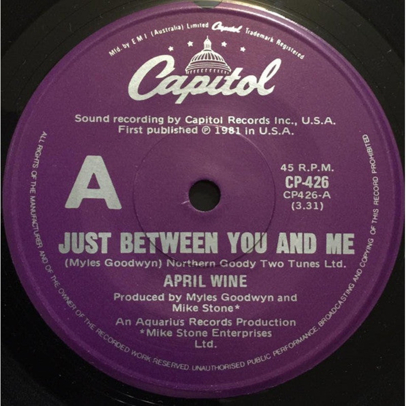 April Wine – Just Between You And Me / Big City Girls (7) (Very Good Plus (VG+))