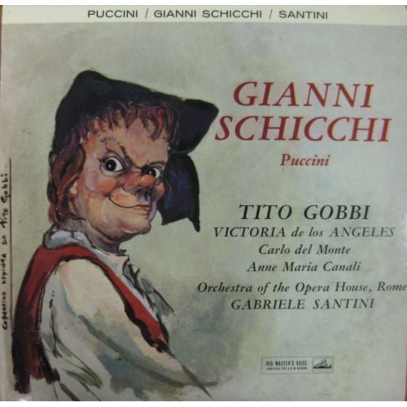 Puccini* – Tito Gobbi, Victoria De Los Angeles, Orchestra Of The Opera House, Rome*, Gabriele Santini  – Gianni Schicchi (LP, Album, Mono) (Very Good Plus (VG+))