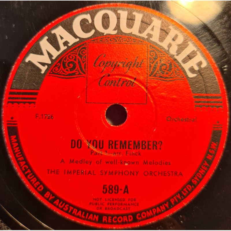 The Imperial Symphony Orchestra – Do You Remember?  (Shellac, 10) (Very Good Plus (VG+))