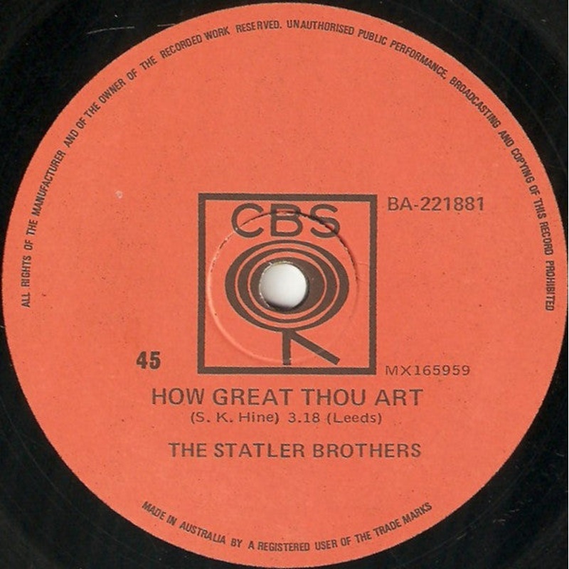 The Statler Brothers – How Great Thou Art / Oh Happy Day (7, Single) (Very Good (VG))