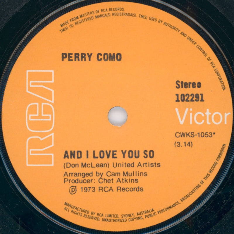 Perry Como – And I Love You So (7, Single) (Very Good Plus (VG+))